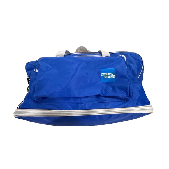 American Express Vintage Expandable Duffle/Gym Bag w/Handles/Shoulder Strap Blue - Picture 4 of 12